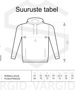 Orgaanilisest puuvillast meeste pusa suurused